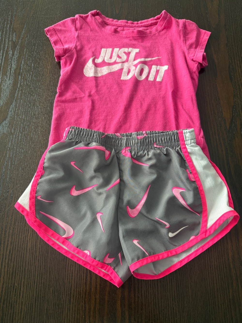 Nike Girls Pink and Gray Athletic Matching Set